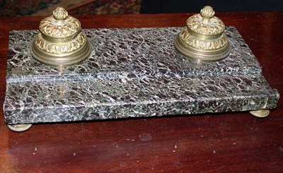 Lot 386 - Louis XVI Style Gilt-Metal and Marble Standish
