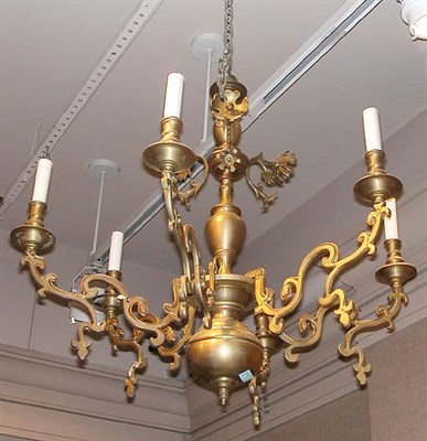 Lot 422 - Dutch Baroque Style Brass Six-Light Chandelier