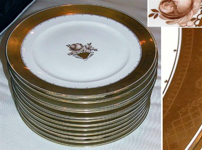 Lot 450 - Set of Twelve Royal Copenhagen Floral and Gilt...