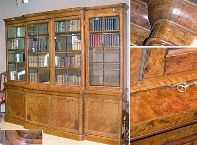 Lot 475 - Victorian Burl-Walnut Breakfront Bookcase