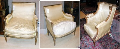 Lot 2420 - Pair of Louis XVI Style Gilt-Wood Upholstered...