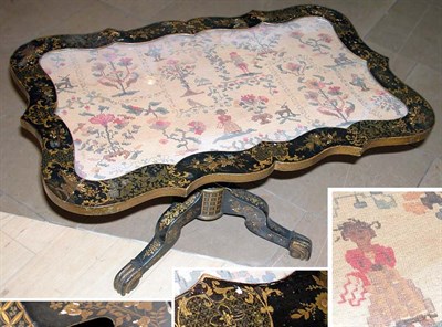 Lot 501 - Victorian Gilt Decorated Black Lacquered...