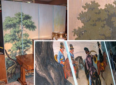 Lot 502 - French Wallpaper Four-Panel Floor Screen