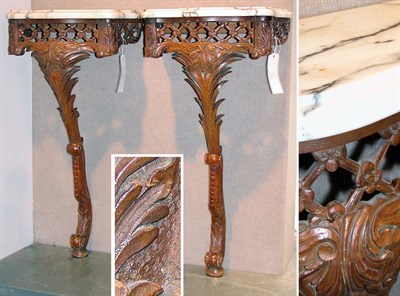 Lot 519 - Pair of Louis XV Style Marble Top Carved...