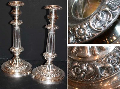 Lot 354 - Pair of Silver Plated Candlesticks Weighted.