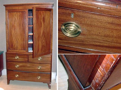 Lot 2573 - George III Style Mahogany Linen Press Height 6...