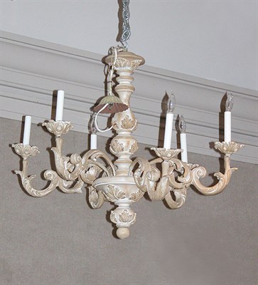 Lot 2462 - Louis XV Style Carved Wood Six-Light Chandelier