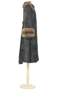 Lot 3641 - Dior Black Broadtail and Sable Trim Coat...