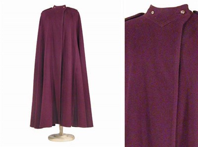 Lot 3534 - Galanos Aubergine Wool Melton Military Cape...