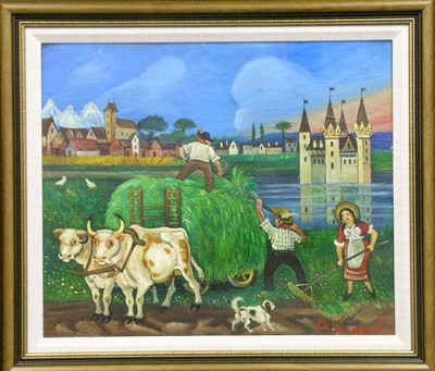 Lot 2049 - Attributed to Antonio Ligabue HAY WAGON Bears...