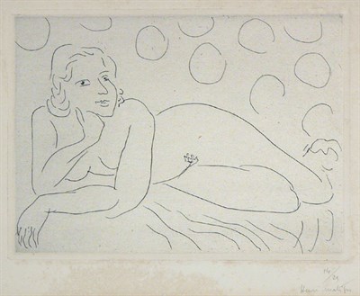 Lot 1264 - Henri Matisse NU ALLONGE SUR FOND A MOTIFS...