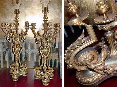 Lot 2425 - Pair of Louis XV Style Gilt-Bronze Six-Light...