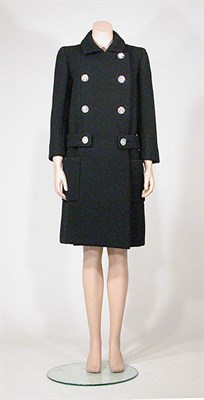 Lot 3500 - Norell Black Double Faced Wool Coat American,...