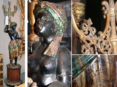 Lot 2363 - Italian Blackamoor Painted and Brass...