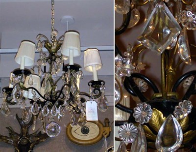 Lot 461 - Louis XV Style Black Painted Metal and Cut...