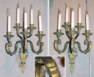 Lot 330 - Pair of Louis XVI Style Gilt-Bronze Five-Light...