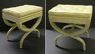 Lot 218 - Pair of Neoclassical Style Upholstered White...