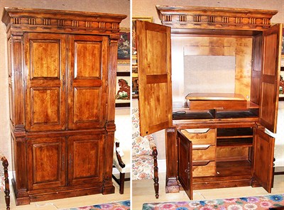 Lot 2214 - Provincial Style Fruitwood Two-Part Cabinet