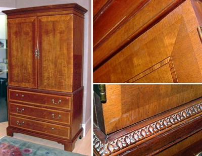Lot 2217 - Georgian Style Banded Mahogany Linen Press...