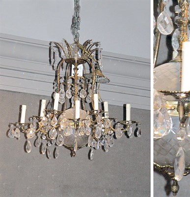 Lot 2464 - Louis XV Style Brass and Crystal Two-Tier...