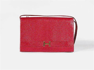 Lot 3717 - Hermes Red Lizard Annie Bag Single pocket...