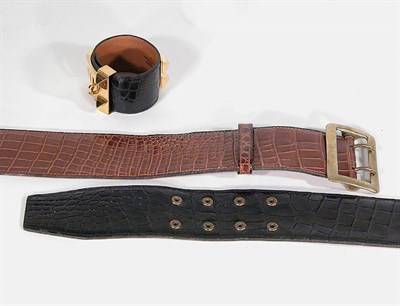 Lot 3712 - Two Hermes Crocodile Ceinturon Belts The first...