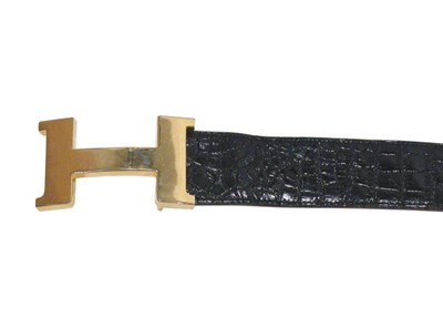 Lot 3714 - Hermes Black Crocodile Constance Belt 25 x 1...