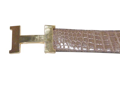 Lot 3715 - Hermes Taupe Crocodile Constance Belt 25 x 1...