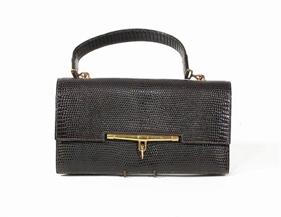 Lot 3721 - Hermes Dark Chocolate Lizard Palonnier Bag...