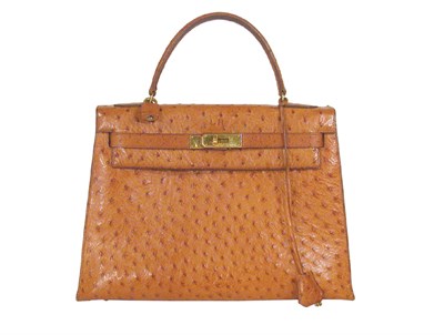 Lot 3724 - Hermes Cognac Ostrich Kelly Bag French, early...