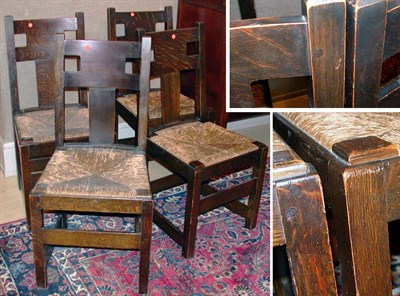 Lot 2617 - Set of Eight Arts and Crafts Oak Side Chairs...