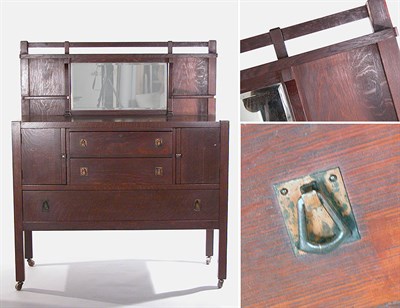 Lot 2318 - Arts and Crafts Mirrored Oak Sideboard Of...