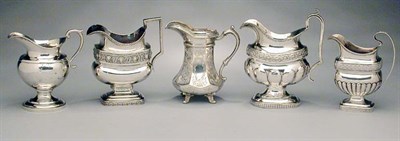 Lot 2160 - Miscellaneous Group of Five Silver Creamers...