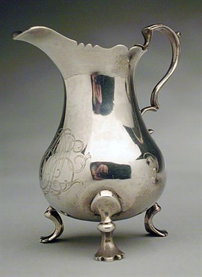 Lot 2174 - Silver Creamer Marked IB, 18th century Of...