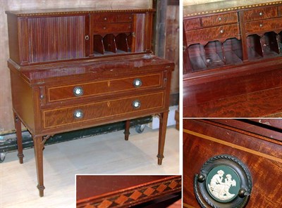 Lot 301 - Federal Style Mahogany Desk with Tambour Front...