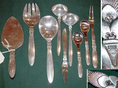Lot 2432 - Nine Georg Jensen Sterling Silver Flatware...