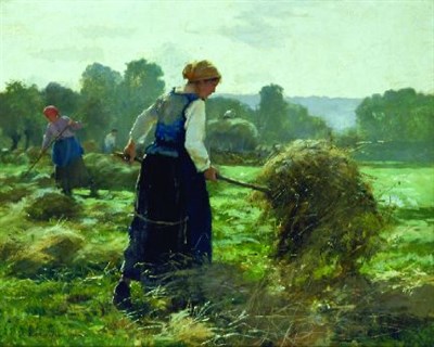 Lot 74 - Julien Dupre French, 1851-1910 HAYING TIME...