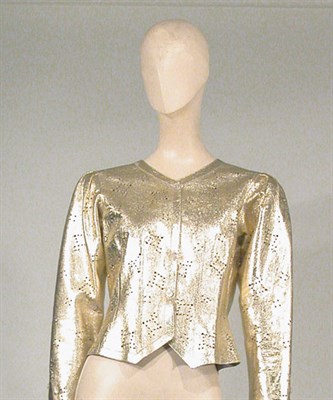 Lot 3551 - Jean Muir Metallic Gold Leather Jacket English,...