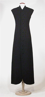 Lot 3503 - Norell Black Wool Crepe Columnar Evening Dress...