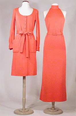 Lot 3531 - Two Norell Day-Glo Orange Dresses American,...