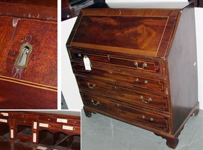 Lot 2079 - Chippendale Inlaid Mahogany Slant Front Desk...