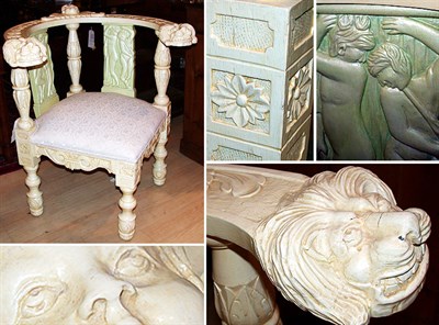 Lot 2372 - Renaissance Revival White Painted Corner Chair
