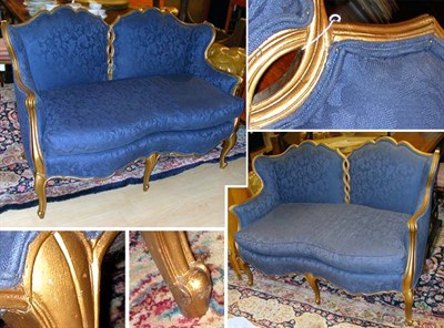 Lot 287 - Pair of Rococo Style Gilt-Wood Loveseats