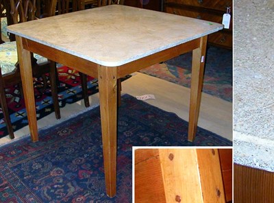 Lot 340 - Provincial Style Marble Top Pine Square Center...