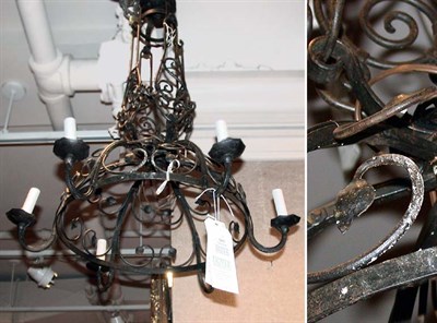 Lot 463 - Federal Style Painted Metal Six-Light Chandelier