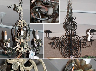 Lot 462 - Two French Style Painted Six-Light Chandeliers
