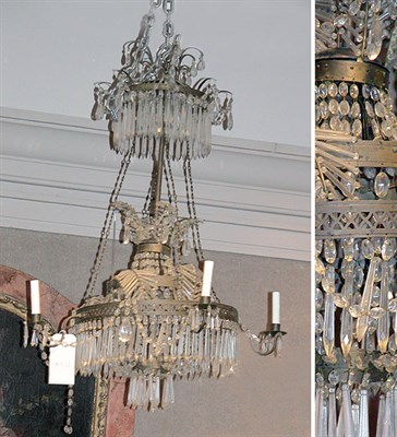 Lot 2465 - Neo-Classical Style Four-Light Prismed Chandelier