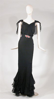 Lot 3436 - Black Bias Cut Chiffon Evening Dress American,...