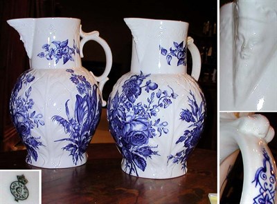 Lot 381 - Pair of Royal Worcester Blue Transfer Printed...