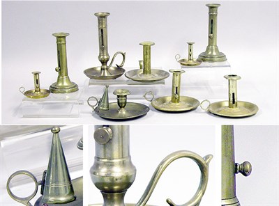 Lot 2237 - Group of Brass Chambersticks and Candlesticks...